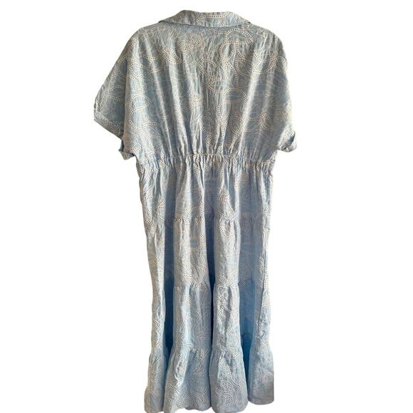 Like Love Pale Blue and White Eyelet Embroidered Maxi Dress 1X - Picture 6 of 8